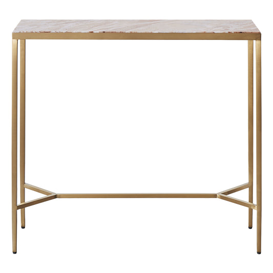 Chloe 90cm Pink Marble Console Table - Gold - OUTLET NSW