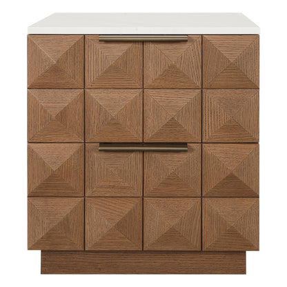 Benedict Walnut Bedside Table - White Marble