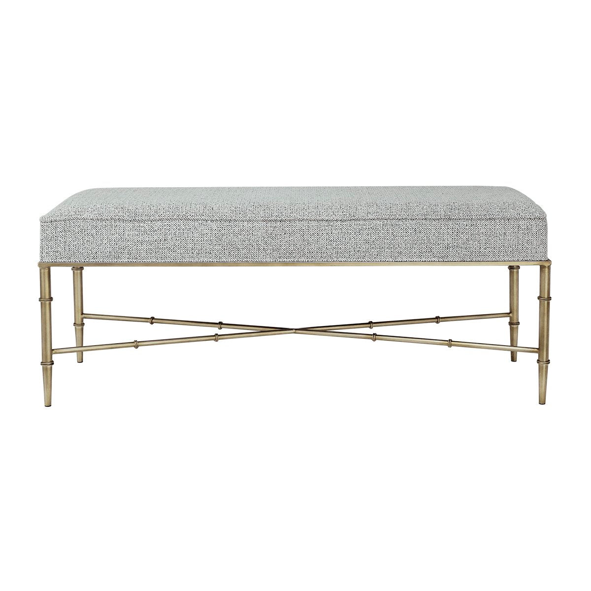 Hacienda Antique Gold Iron Bench Ottoman - Salt & Pepper