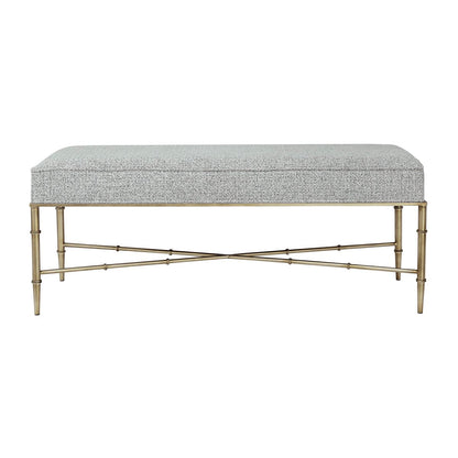 Hacienda Antique Gold Iron Bench Ottoman - Salt & Pepper