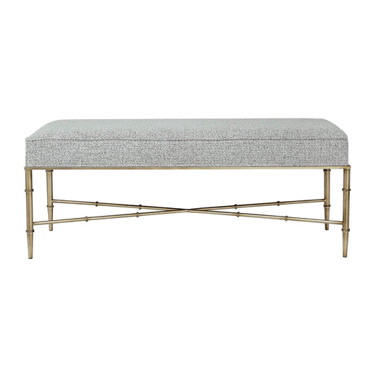 Hacienda Antique Gold Iron Bench Ottoman - Salt & Pepper