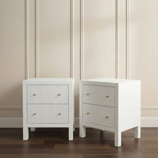 Ariana Bedside Table - Small White Set of 2