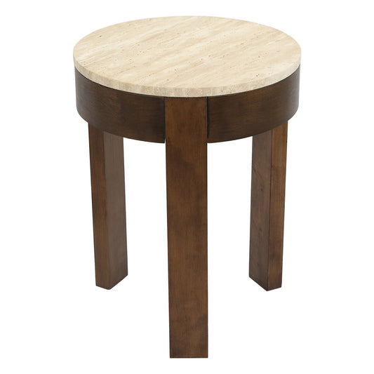 Oliver Travertine Side Table - Small Brown