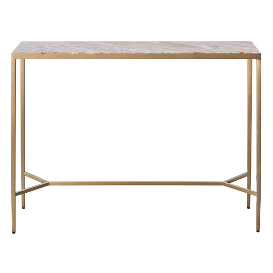 Chloe 110cm Pink Marble Console Table -  Gold