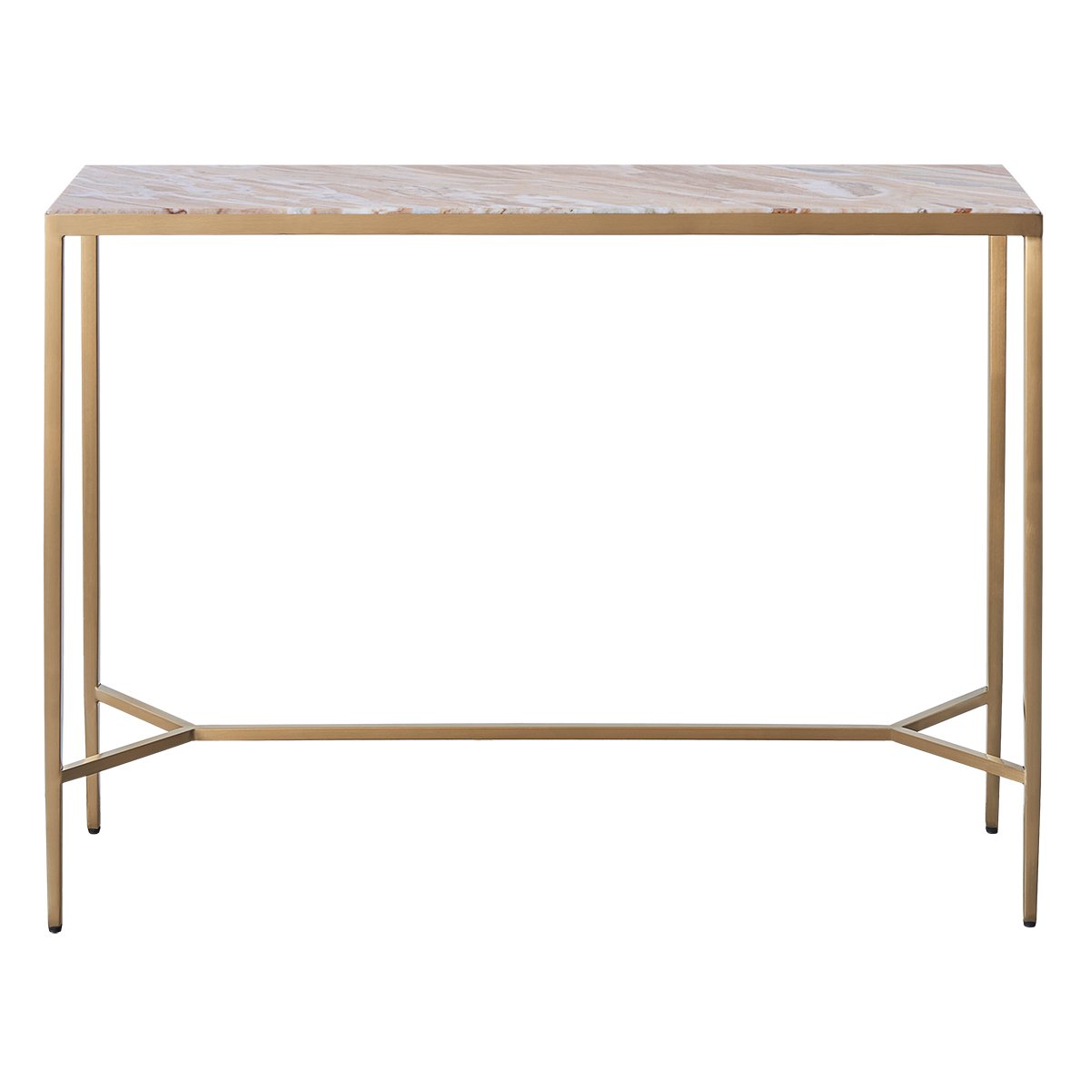 Chloe 110cm Pink Marble Console Table -  Gold