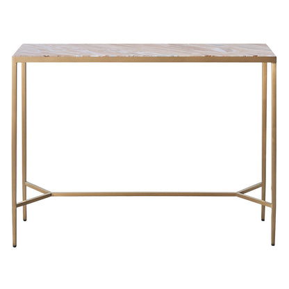 Chloe 110cm Pink Marble Console Table -  Gold