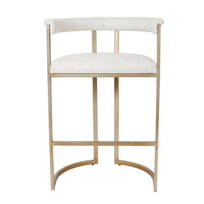 Dino Kitchen Stool with Upholstered Arms - Natural Linen