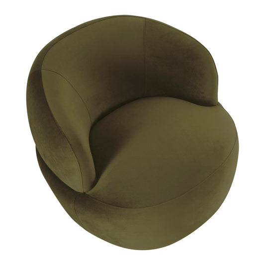 Tubby Swivel Arm Chair - Olive Velvet