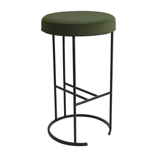 Blackley Black Iron Kitchen Stool - Moss Velvet