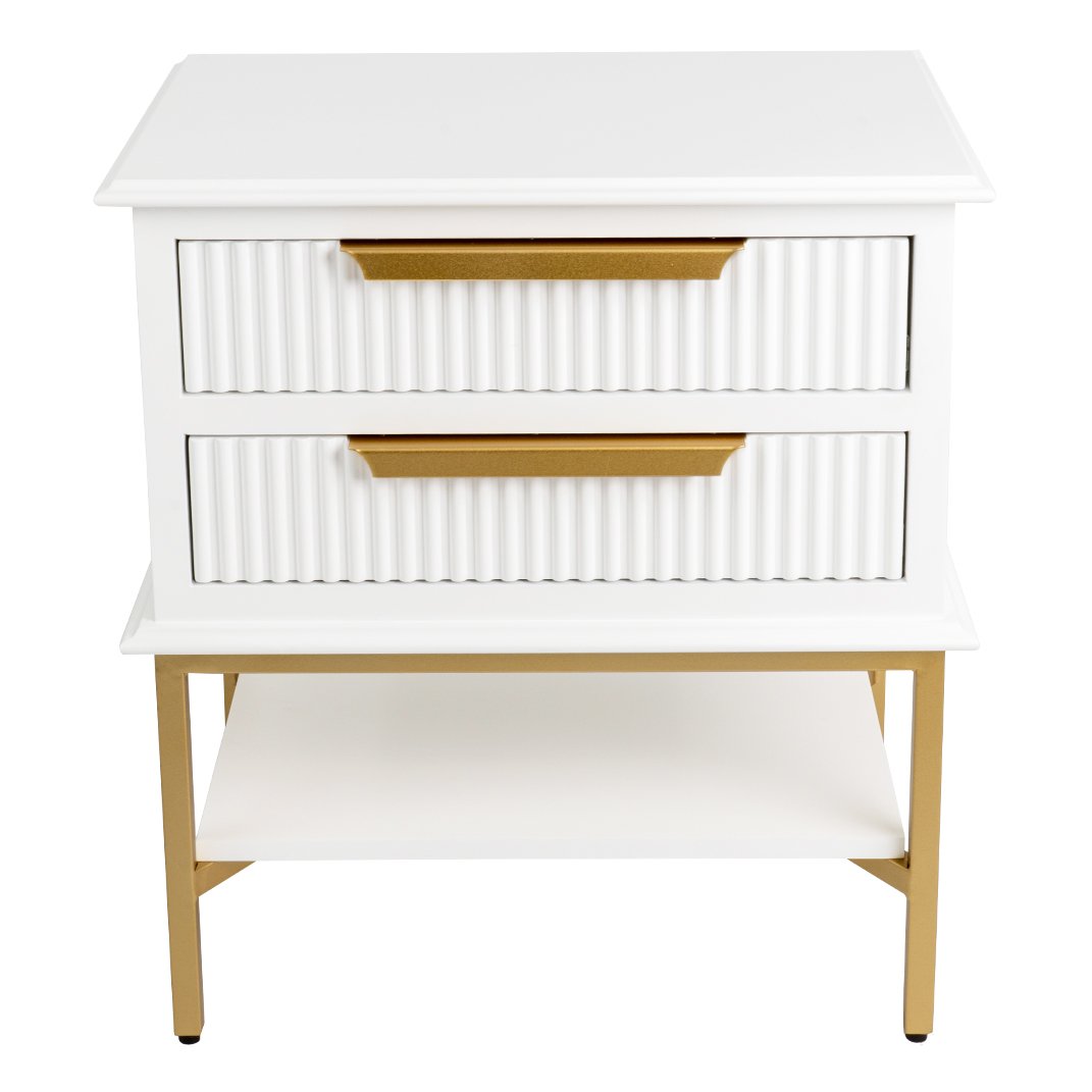 Aimee Bedside Table - Small White Set of 2