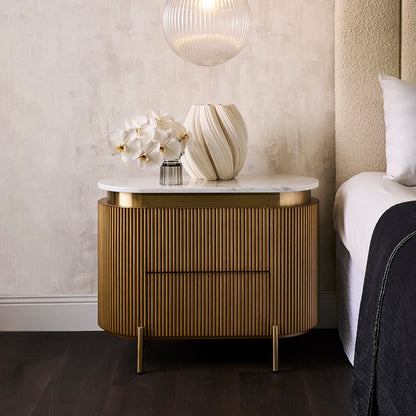 Demarco 76x60cm Bedside Table - Antique Gold
