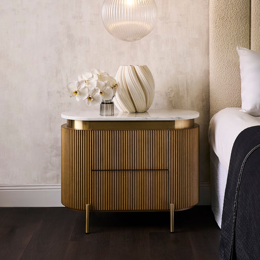 Demarco 76x60cm Bedside Table - Antique Gold