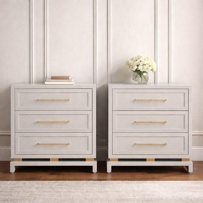 Pearl Bedside Table - Large Grey Set of 2