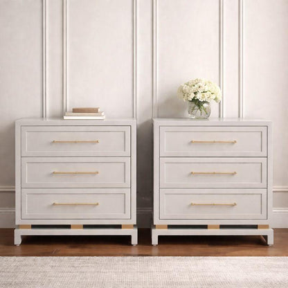 Pearl Bedside Table - Large Grey Set of 2