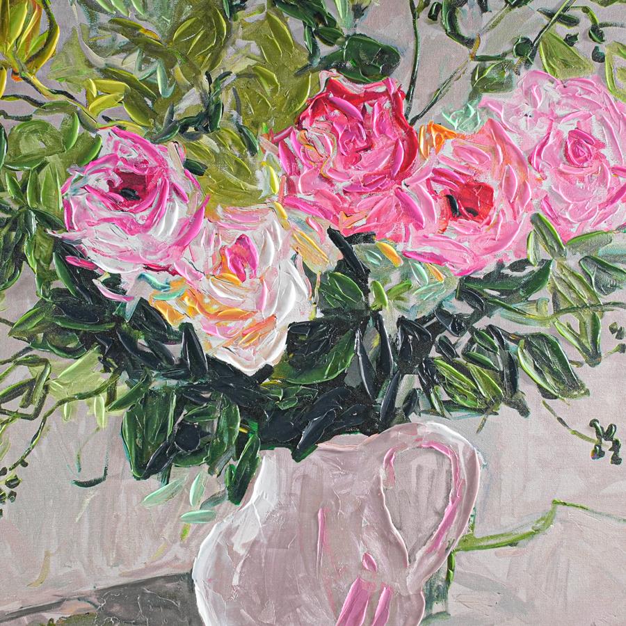 Pink Florals 85x85cm Enhanced Canvas Print