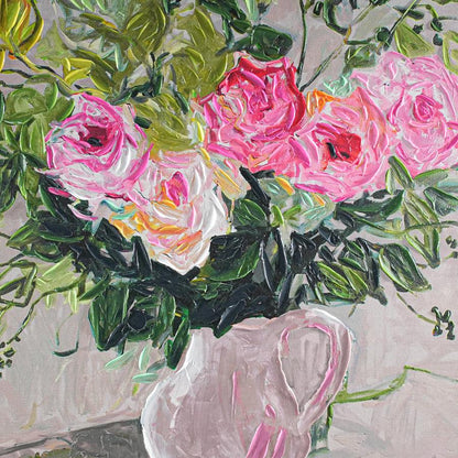 Pink Florals 85x85cm Enhanced Canvas Print