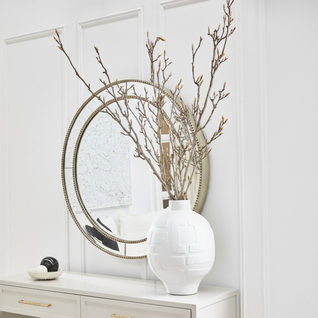Zeta Wall Mirror - Round Antique Silver