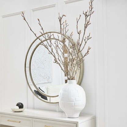 Zeta 60x60cm Round Wall Mirror - Antique Silver