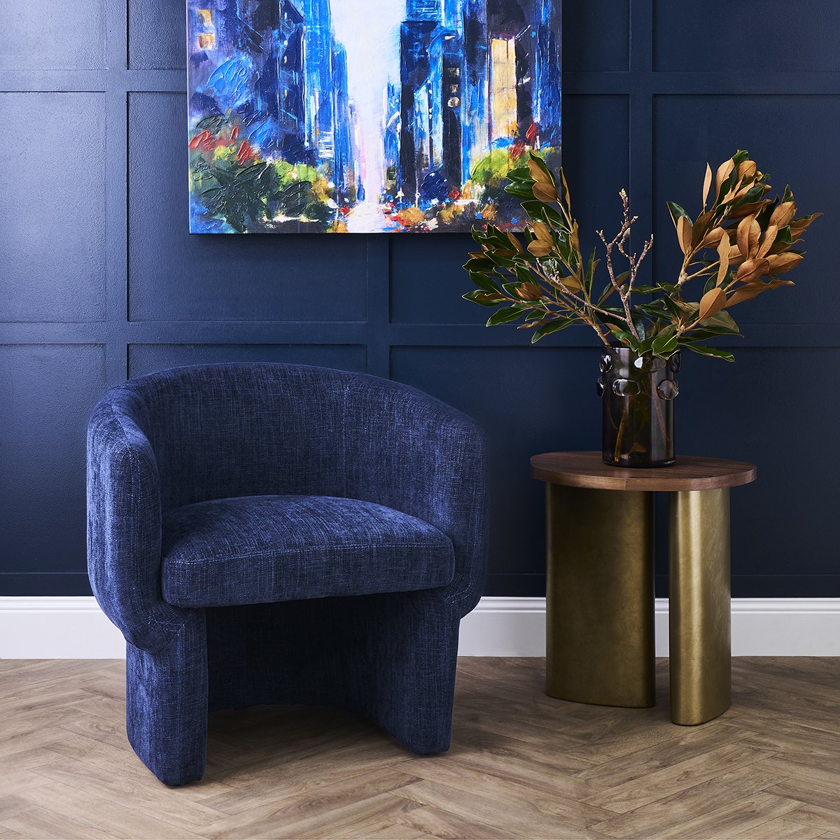 Avenue Arm Chair - Indigo Chenille