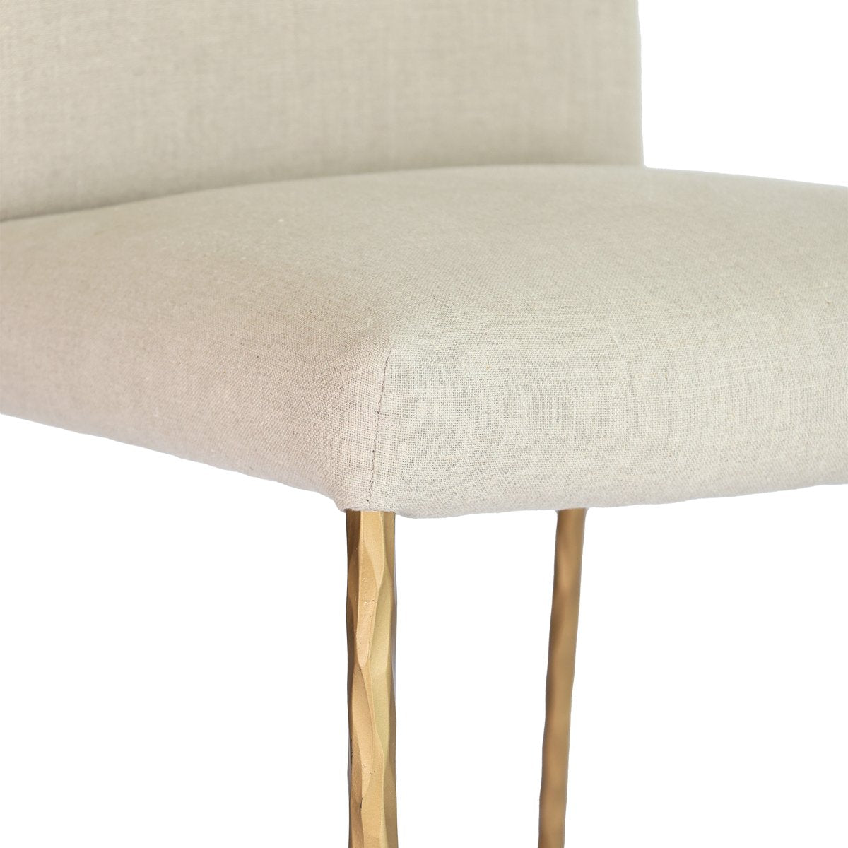 Heston Brass Kitchen Stool with Back - Natural Linen