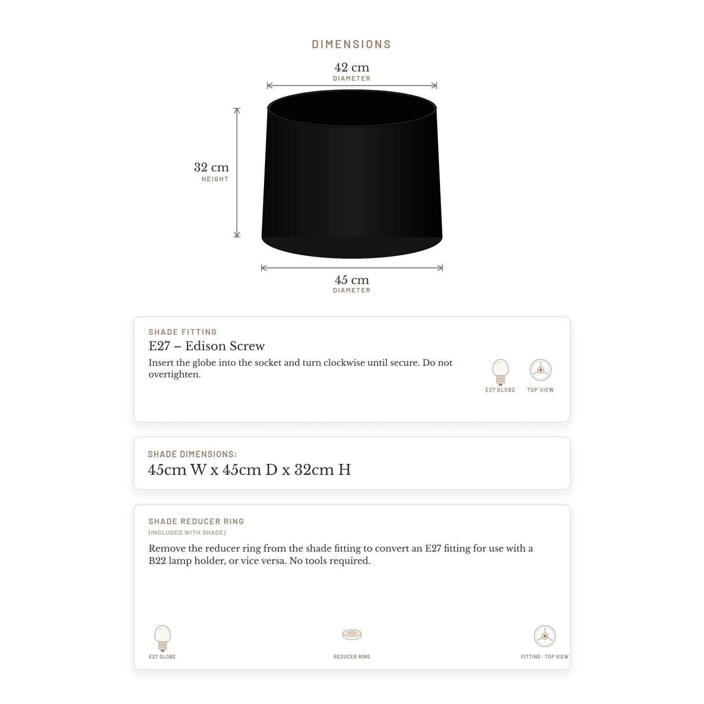 Capella Tapered Shade - Tall Black