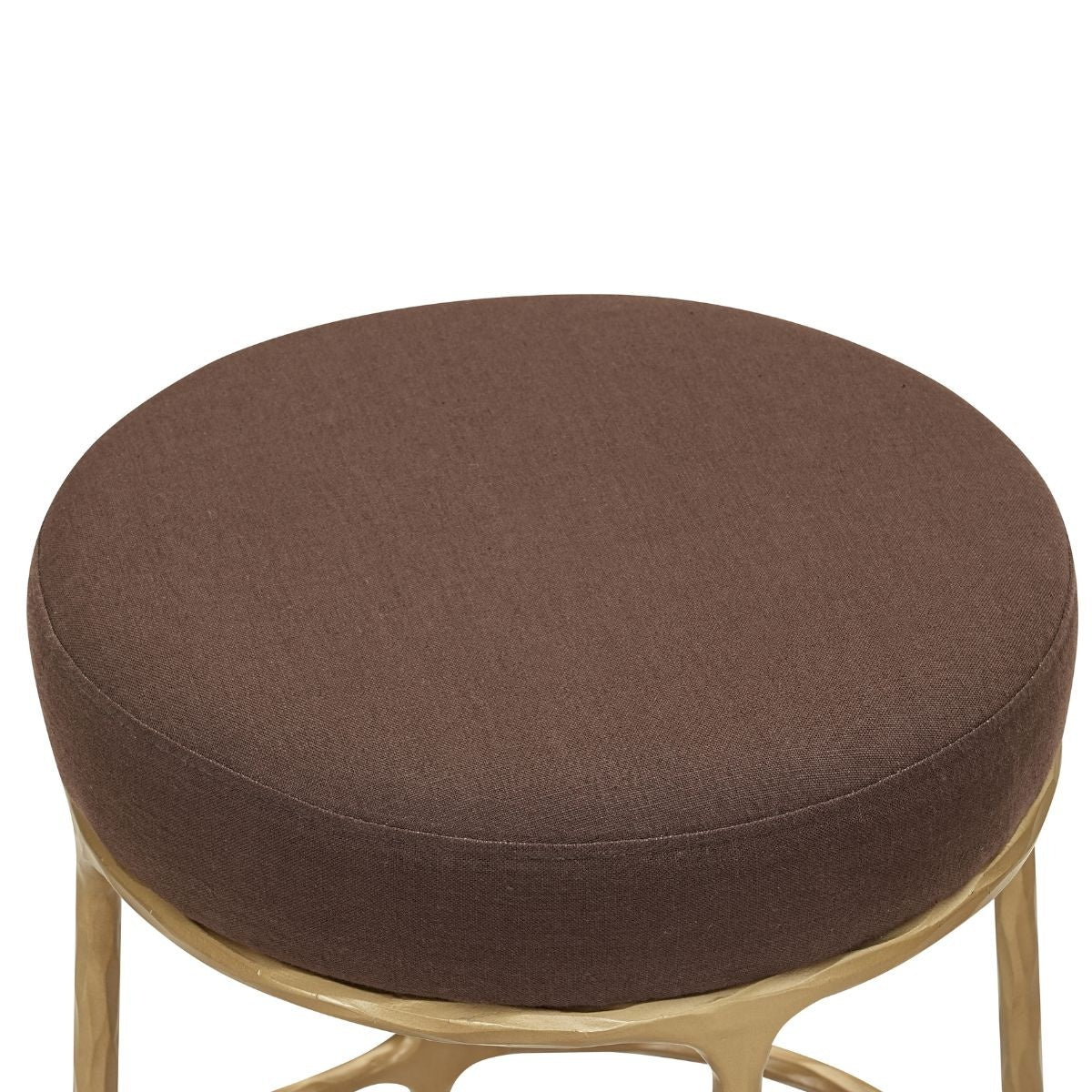 Heston Brass Kitchen Stool - Chocolate Linen