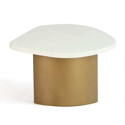 Solstice White Marble Coffee Table - Large Antique Gold