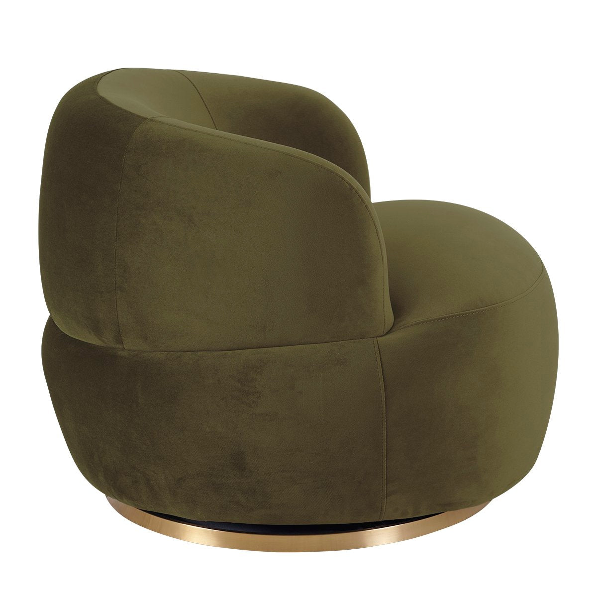 Tubby Swivel Arm Chair - Olive Velvet