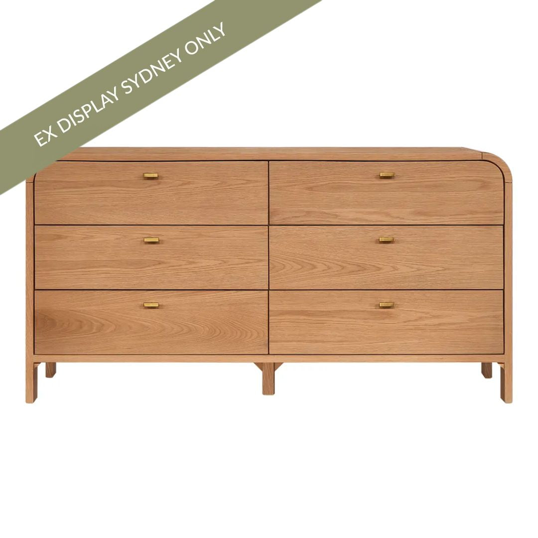 Chisholm 160cm 6 Drawer Chest - Natural Oak  - OUTLET NSW