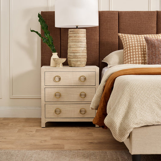 Astley Upholstered Bedside Table - Natural