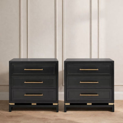 Pearl Bedside Table - Large Black Set of 2