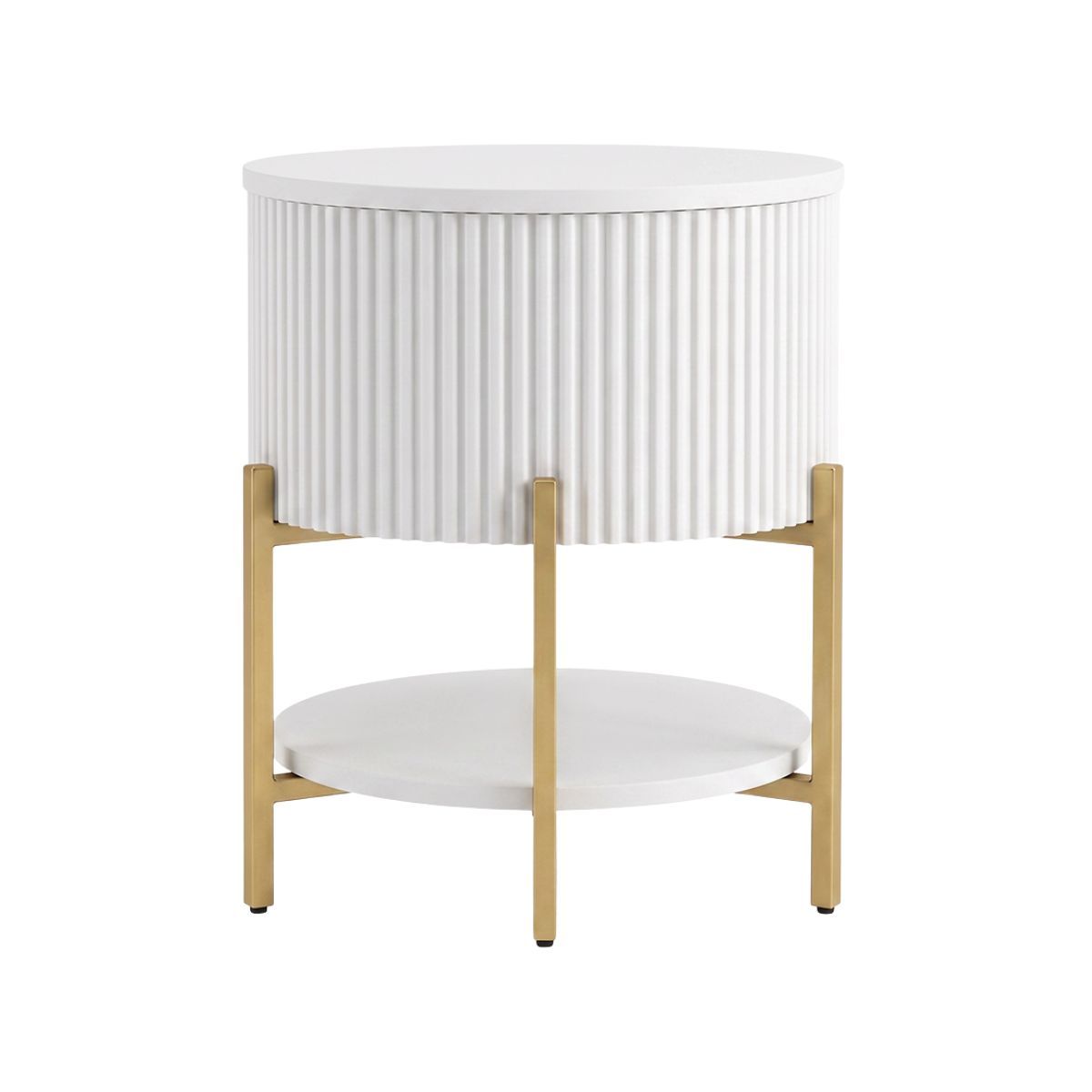 Aimee Round Bedside Table - White