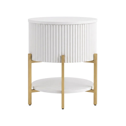 Aimee Round Bedside Table - White