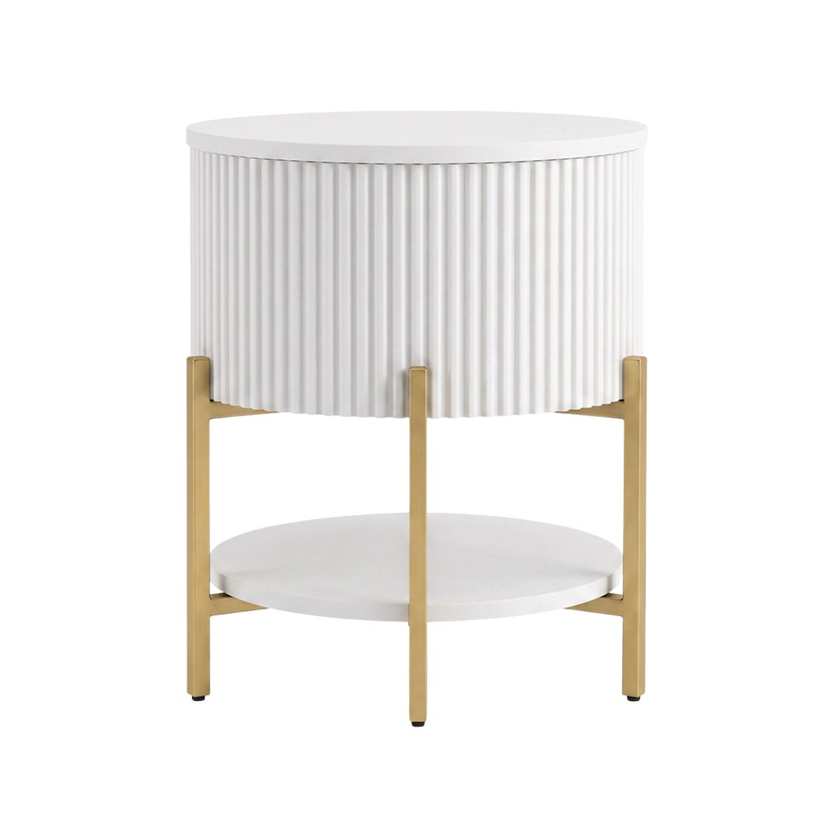 Aimee 45x55cm Round Bedside Table - White
