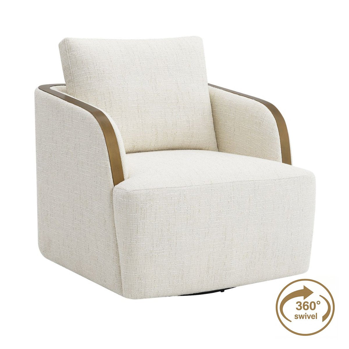 Compton Swivel Arm Chair - Brass/Ivory