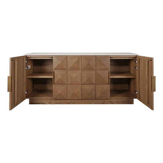 Benedict 170cm Walnut Buffet - White Marble