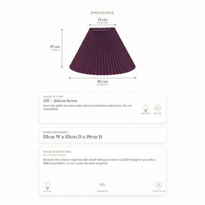 Anya Pleated Empire Shade - Small Plum - Bulk Buy Qty 5