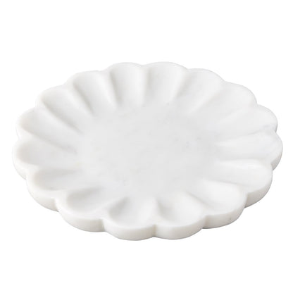 Stellar Marble Round Tray - White
