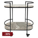 Southside Grey Marble Bar Cart - Black