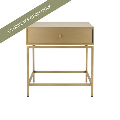 Bonte 55x60cm Bedside Table - Antique Gold - OUTLET NSW