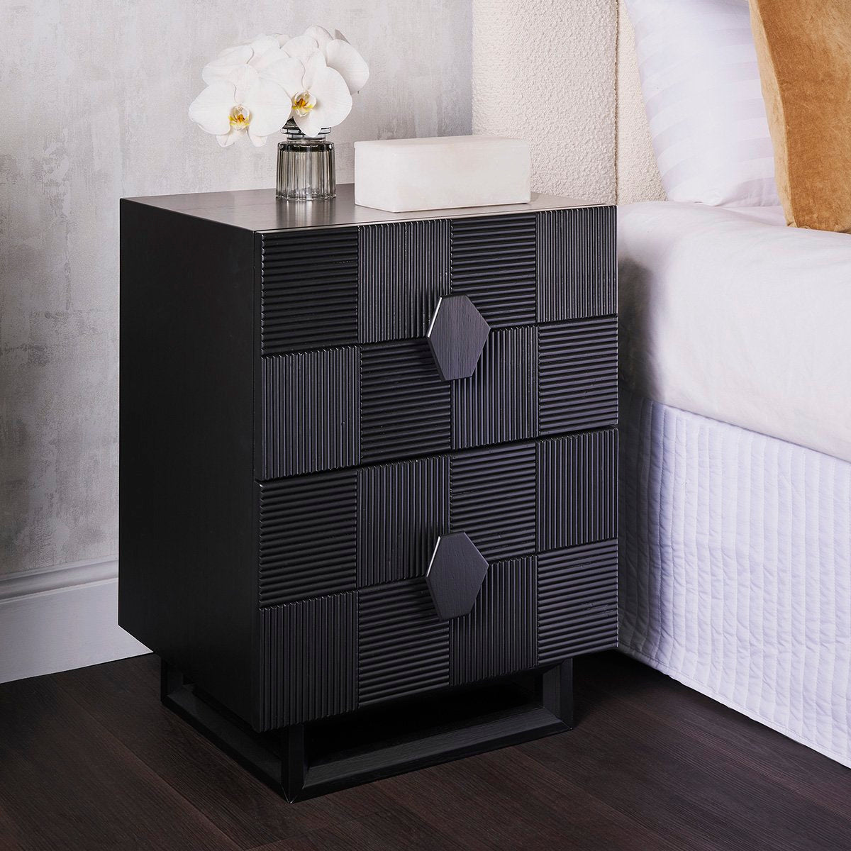 Alton 65x65cm Bedside Table - Black