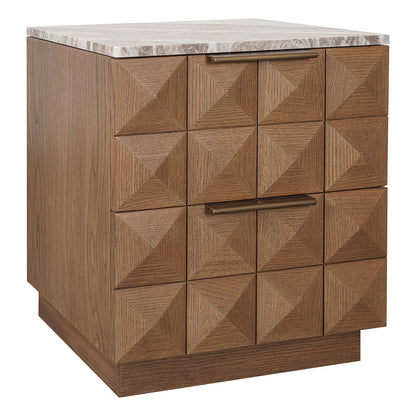 Benedict 53x62.5cm Walnut Bedside Table - River Brown Marble