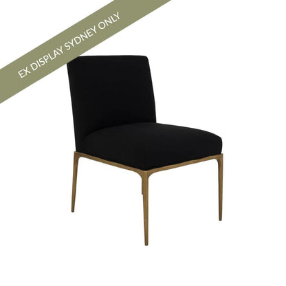 Heston Brass Dining Chair - Black Linen - OUTLET NSW