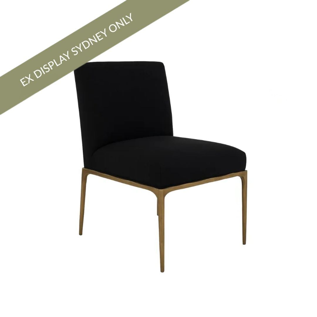 Heston Brass Dining Chair - Black Linen – view 2