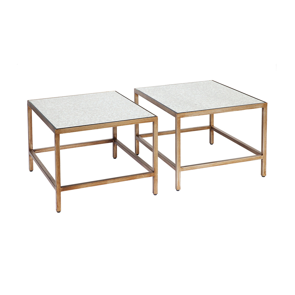 Cocktail Mirrored Nesting Coffee Tables - Antique Gold
