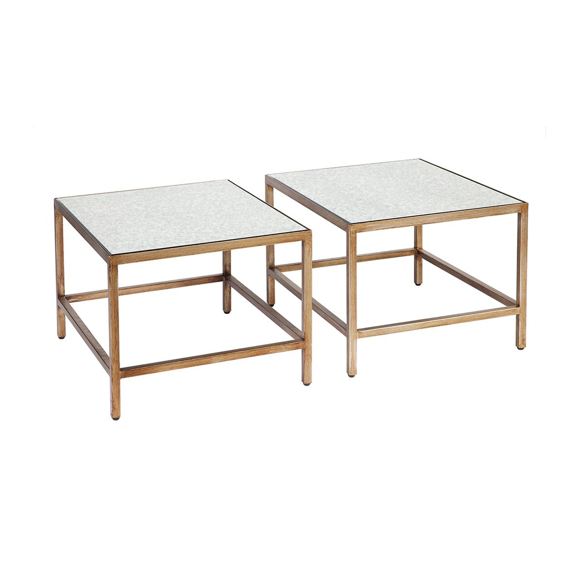 Cocktail Mirrored Nesting Coffee Tables - Antique Gold