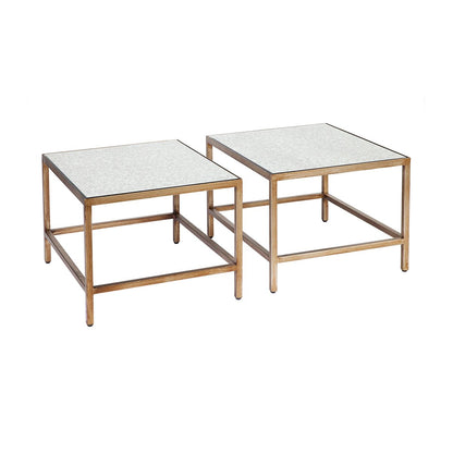 Cocktail Mirrored Nesting Coffee Tables - Antique Gold
