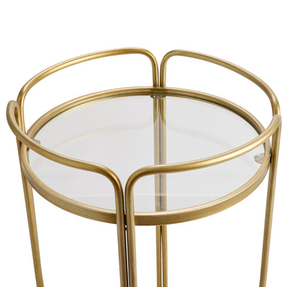 Wentworth Round Bar Cart - Antique Gold