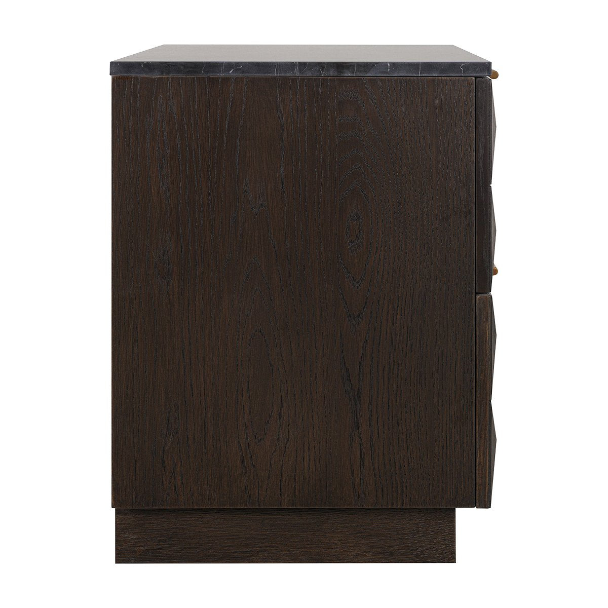 Benedict Smoked Oak Bedside Table - Black Marble