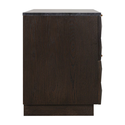 Benedict Smoked Oak Bedside Table - Black Marble